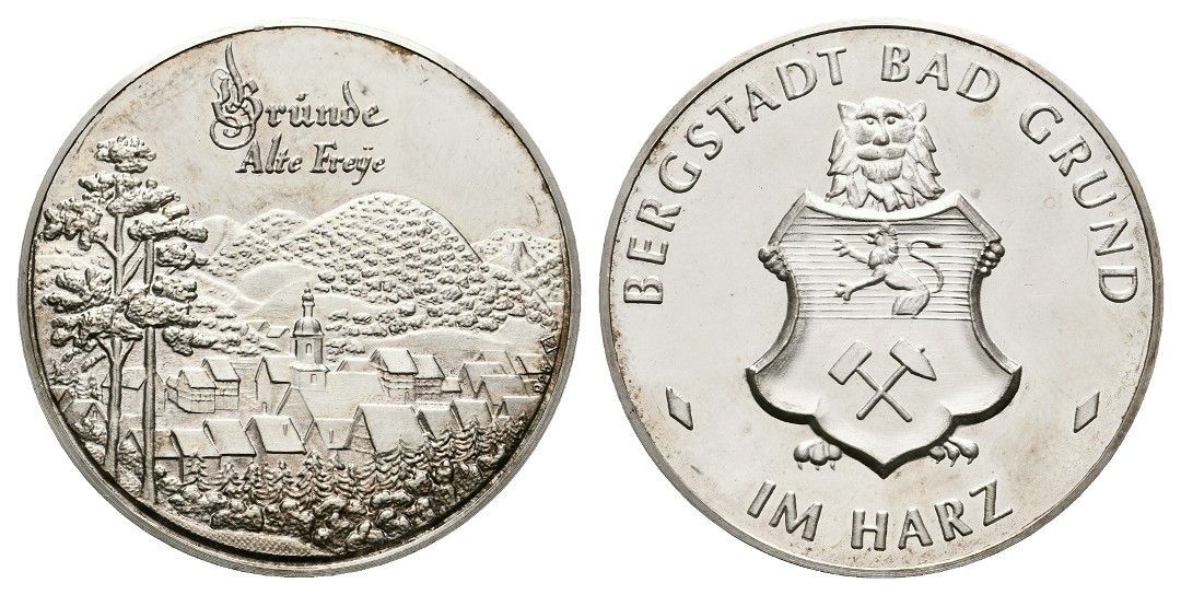  Linnartz Bergstadt Bad Grund im Harz Silbermedaille o.J. Alte Freye stgl Gewicht: 20,06g/925er   