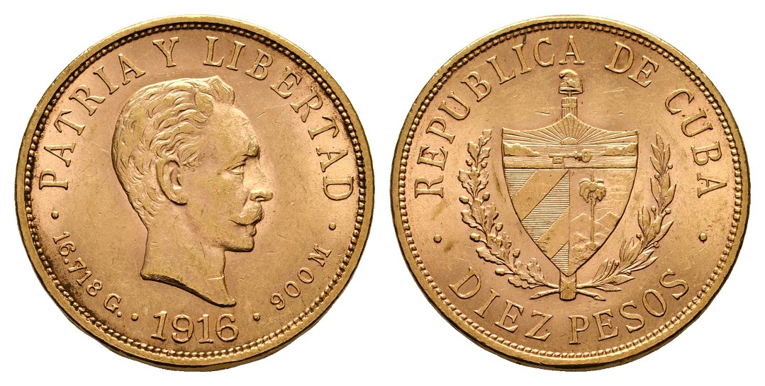  Linnartz Kuba 10 Pesos 1916 José Martí fvz Gewicht: 16,73g/900er   